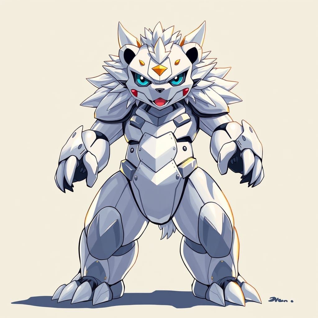 Cyberpunk Metal Bear Digimon Masterpiece Artwork