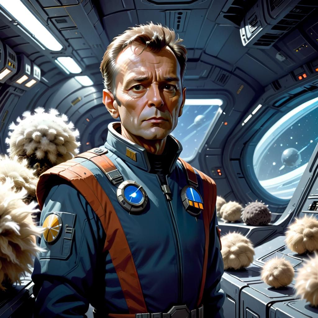 Alien Merchant Captain on Sci-Fi Spaceship