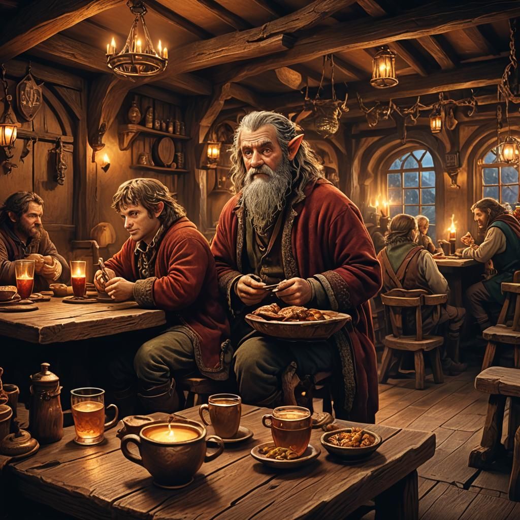 Cozy Hobbit Tavern Meal in Fantasy Style