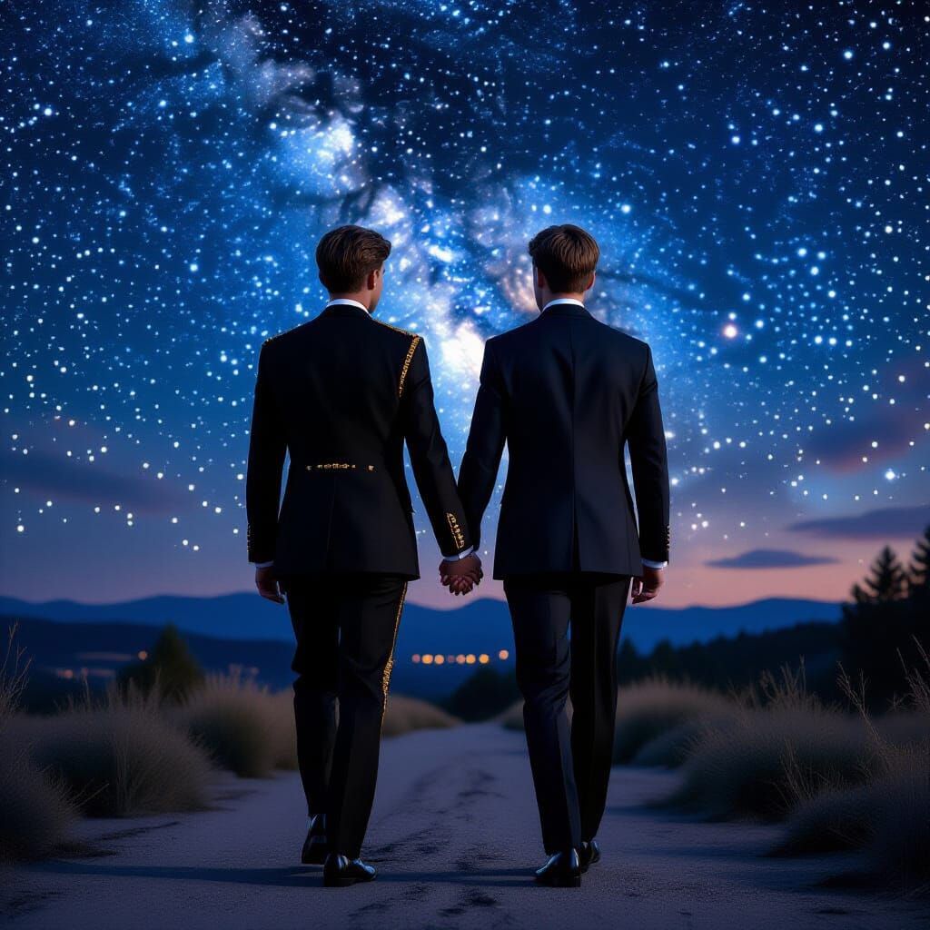 Starry Night Tuxedos: Sci-Fi Landscape