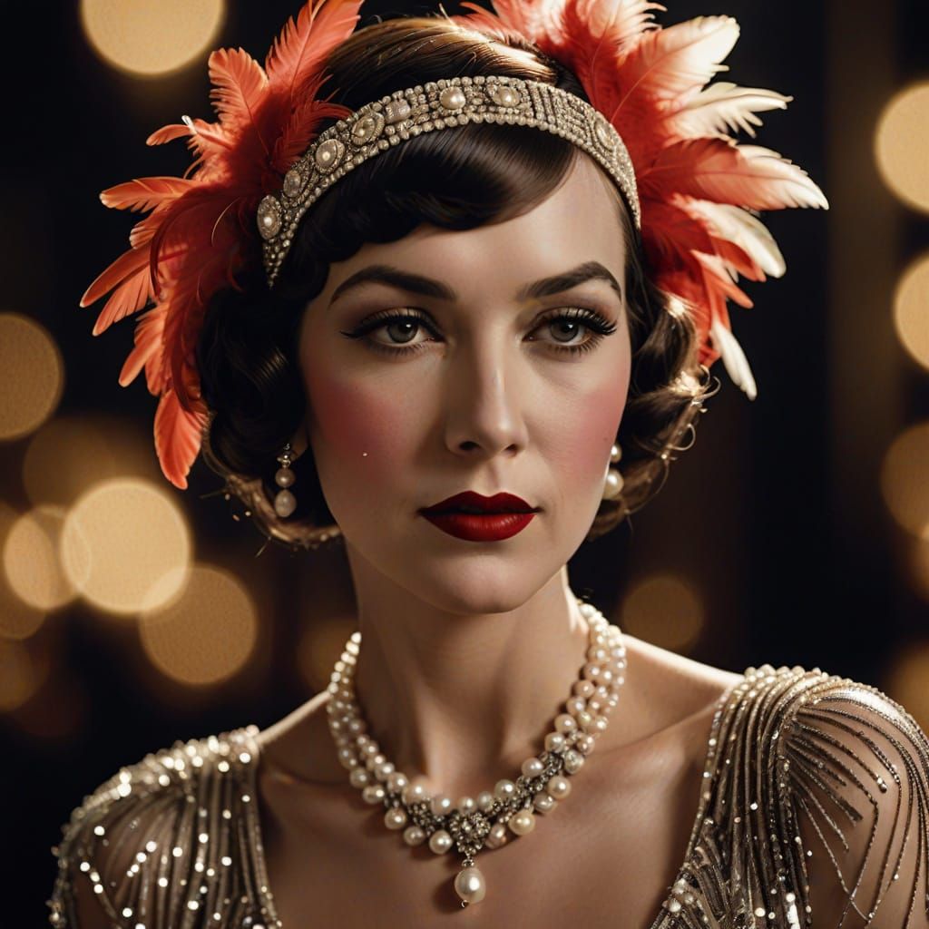 Glamorous Woman in Flapper Dress, Film Noir Style