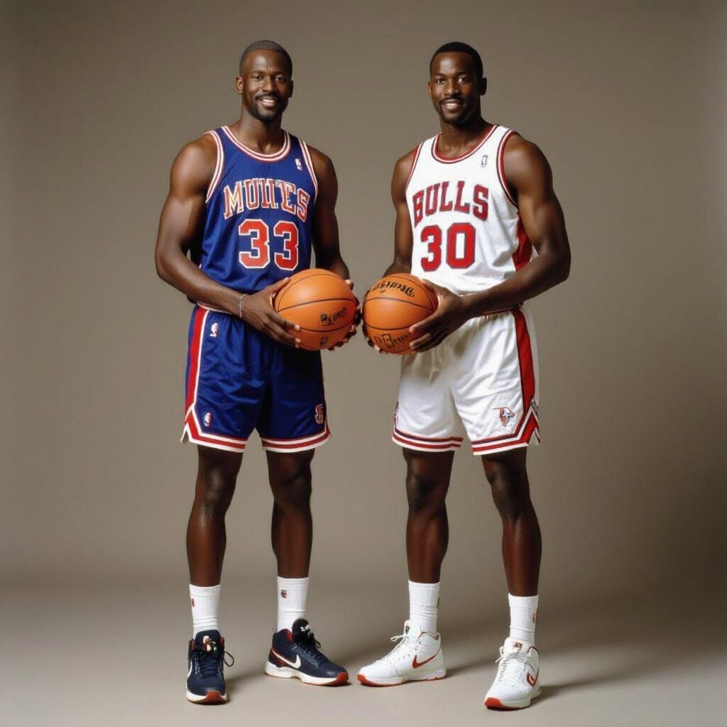 NBA Stars: Manute Bol and Bol in Photorealistic Style