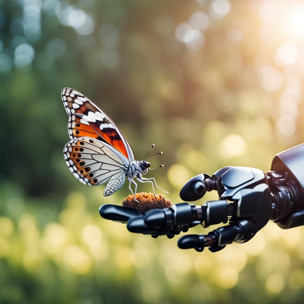 Robot Hand Holding Butterfly: Professional Photography