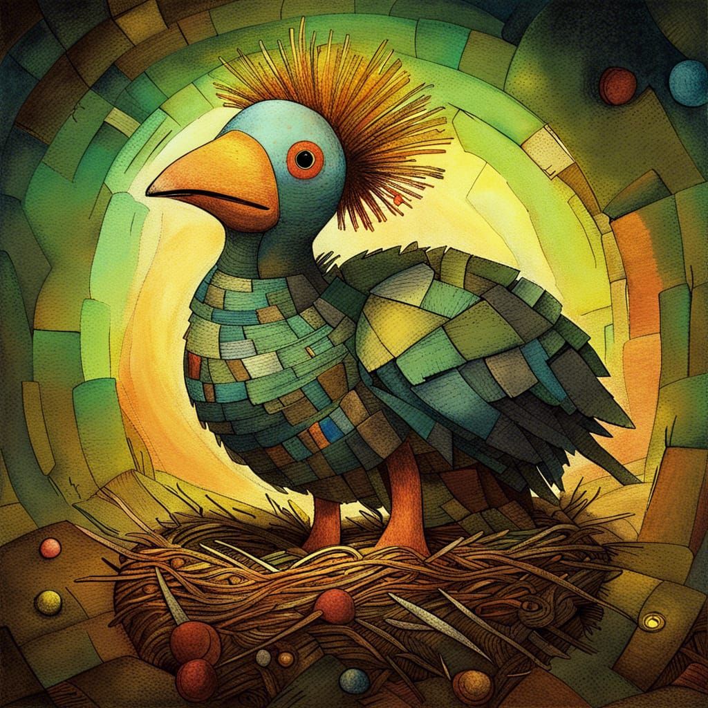 Dodo in Nest, Detailed Art Style