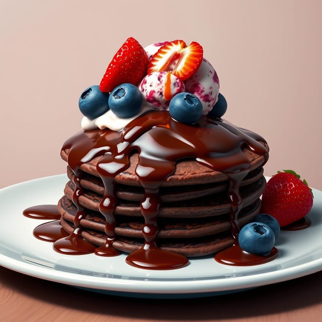 Chocolate Pancakes with Ice Cream in Pop Art Style