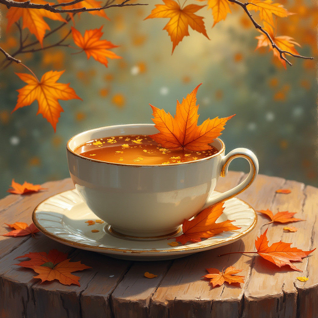 Autumnal Cup in Impressionistic Style
