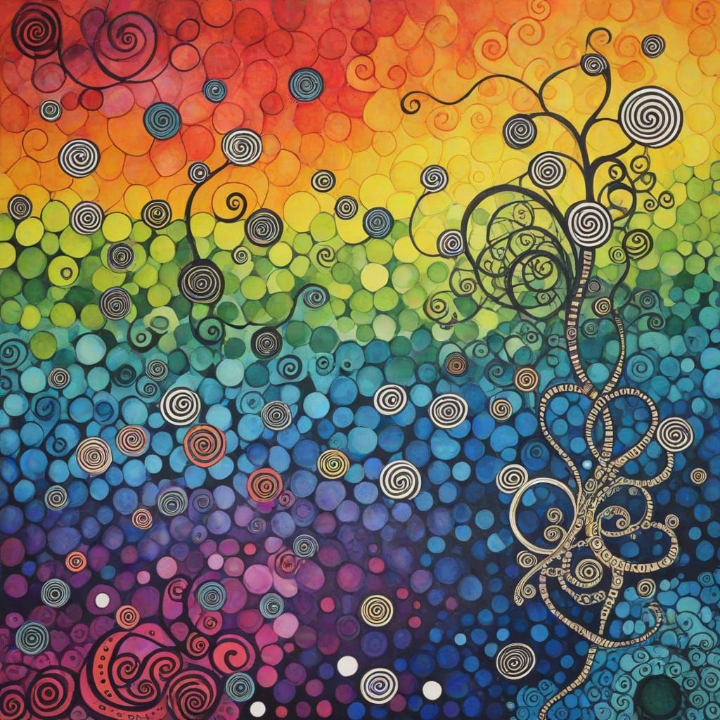 Chaotic Zentangle Design in Klimt Style