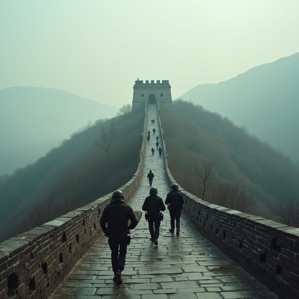 Police Action on the Great Wall of China