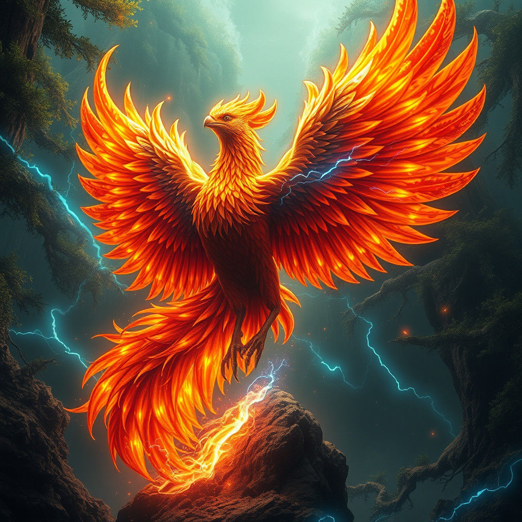 Earth Elemental Phoenix Rising: Fantasy Concept Art
