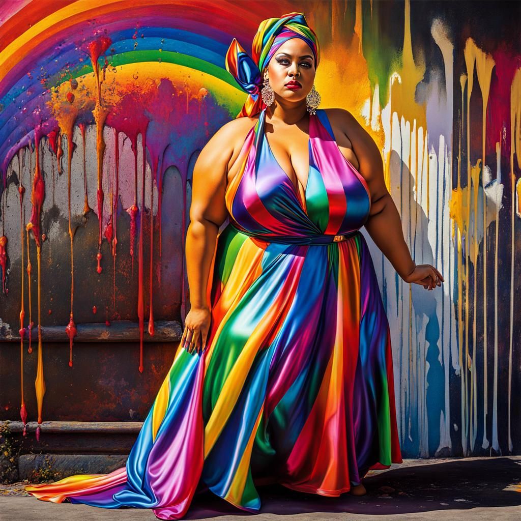 Rainbow Satin Beauties: Vivid Abstract Oil Painting