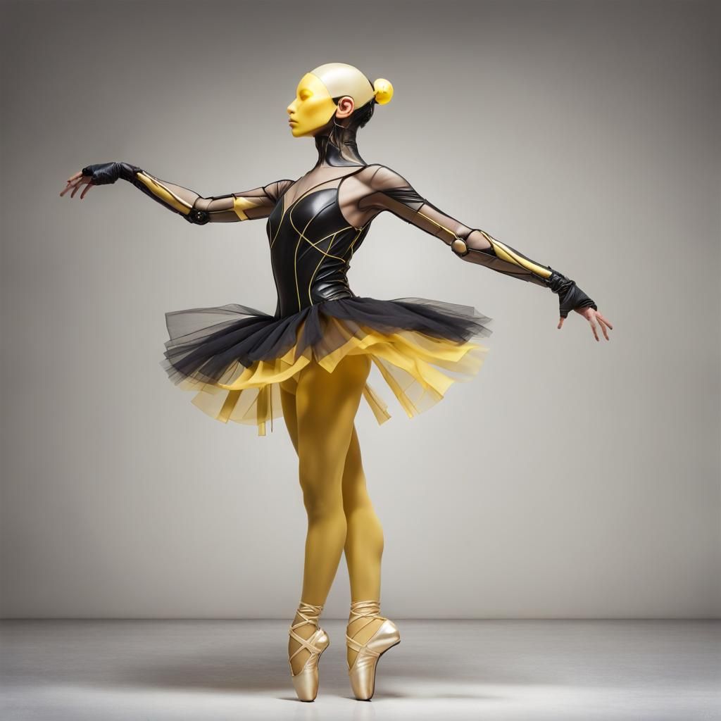 Female Cyborg with Calcite Head in Dystopian Expressionism