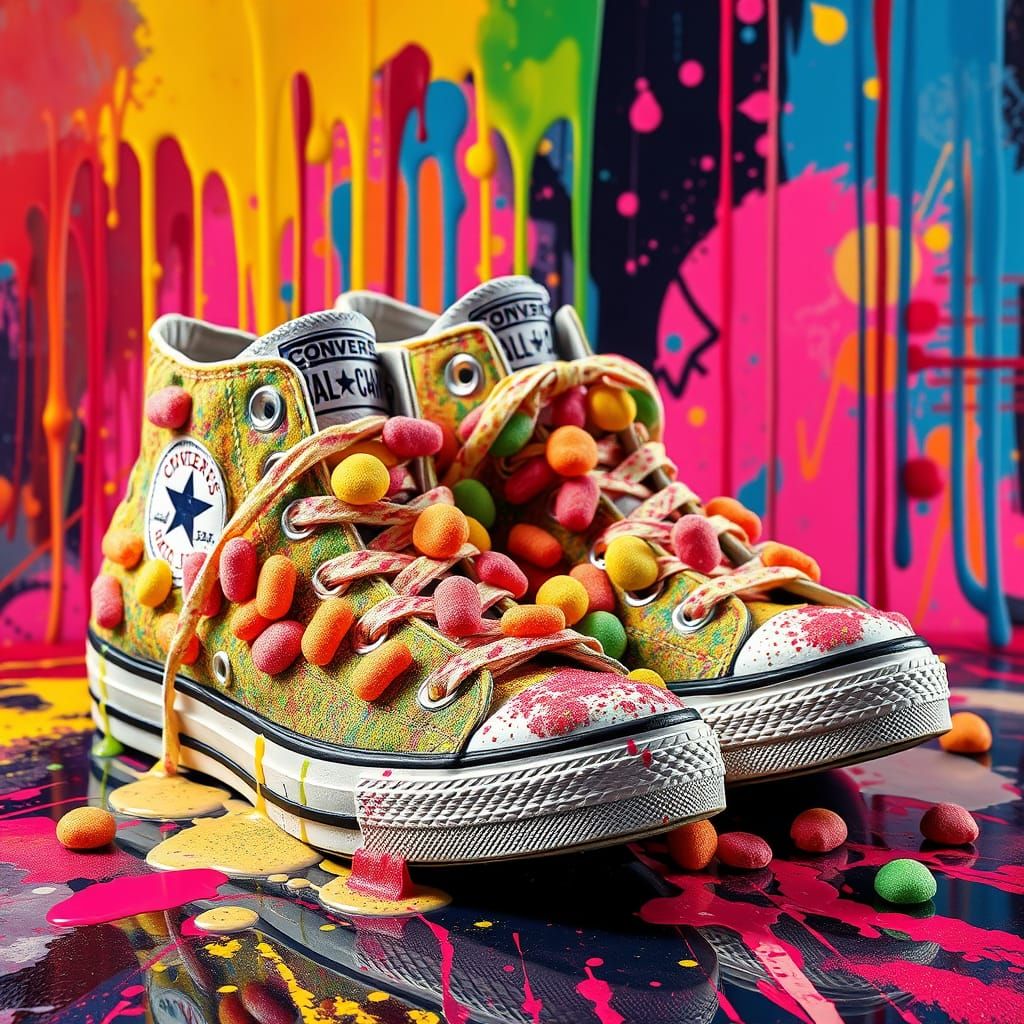 Vibrant Graffiti Converse Shoes in Polychromatic Style