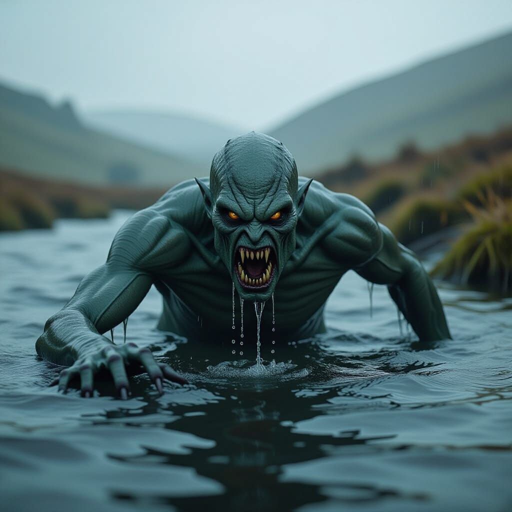 Eerie Grindylow Emerges from Icy Depths