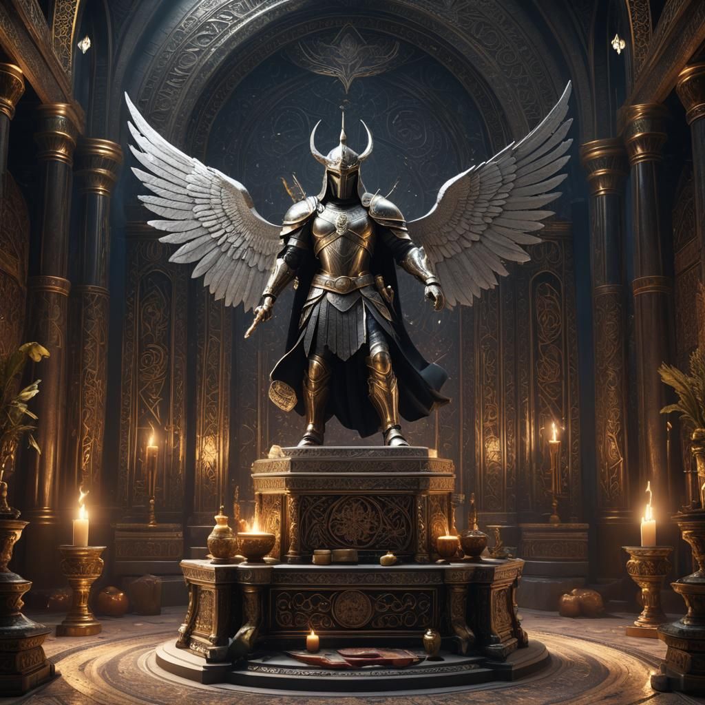 Silver Winged Warrior Statue in Arab Room