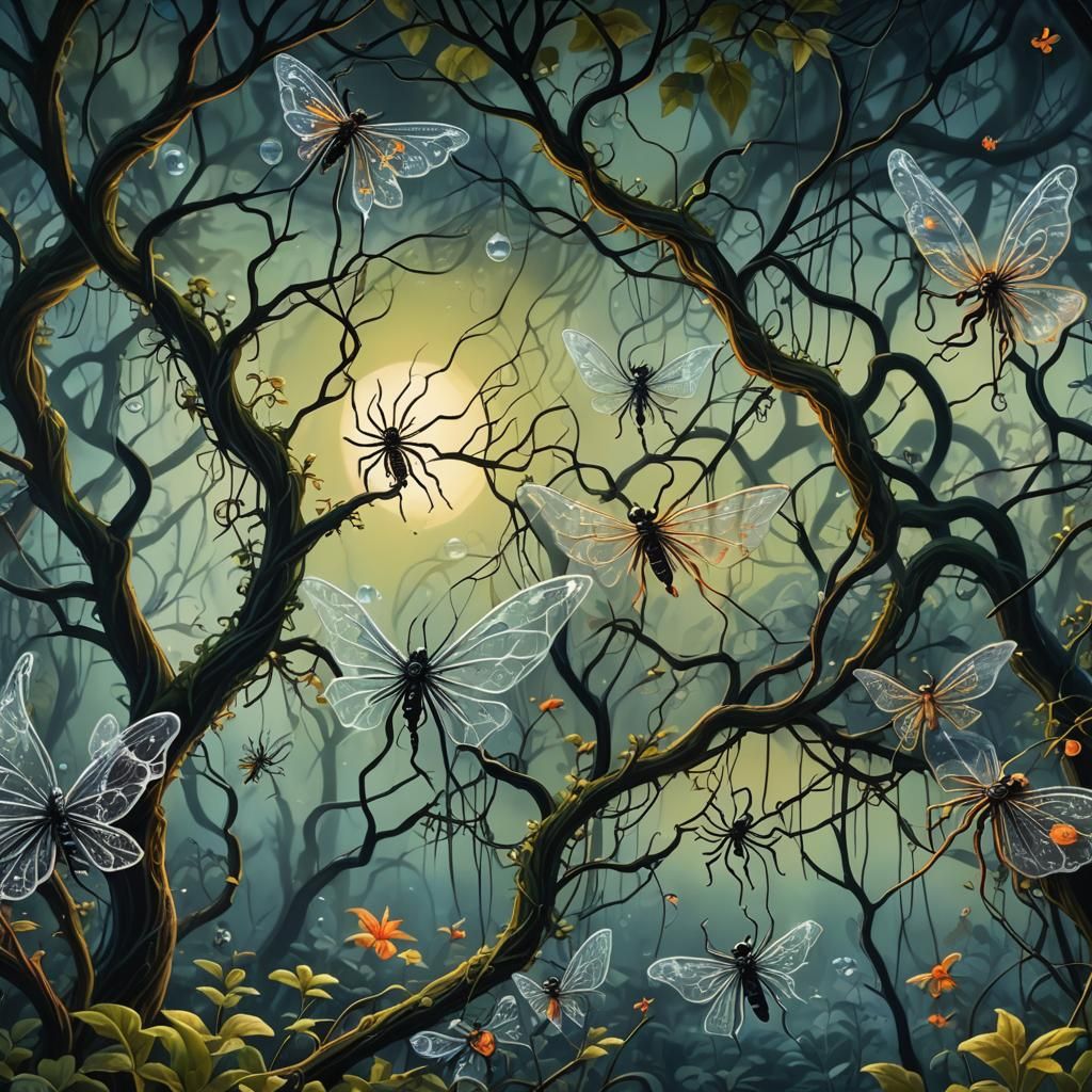 Ethereal Fairies in a Mystical Forest, Surreal Oil Painting