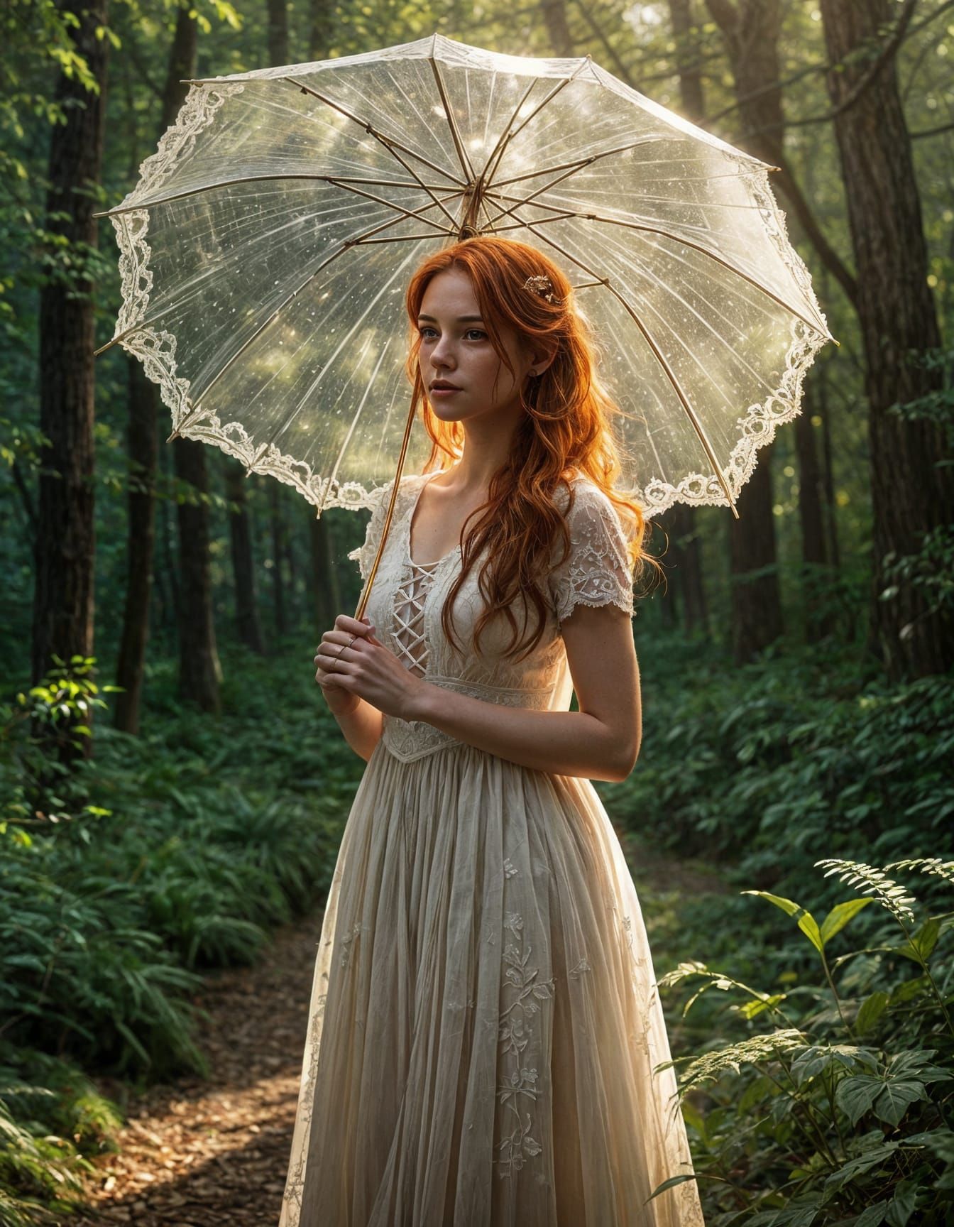Enchanted Forest Goddess with Fiery Hair