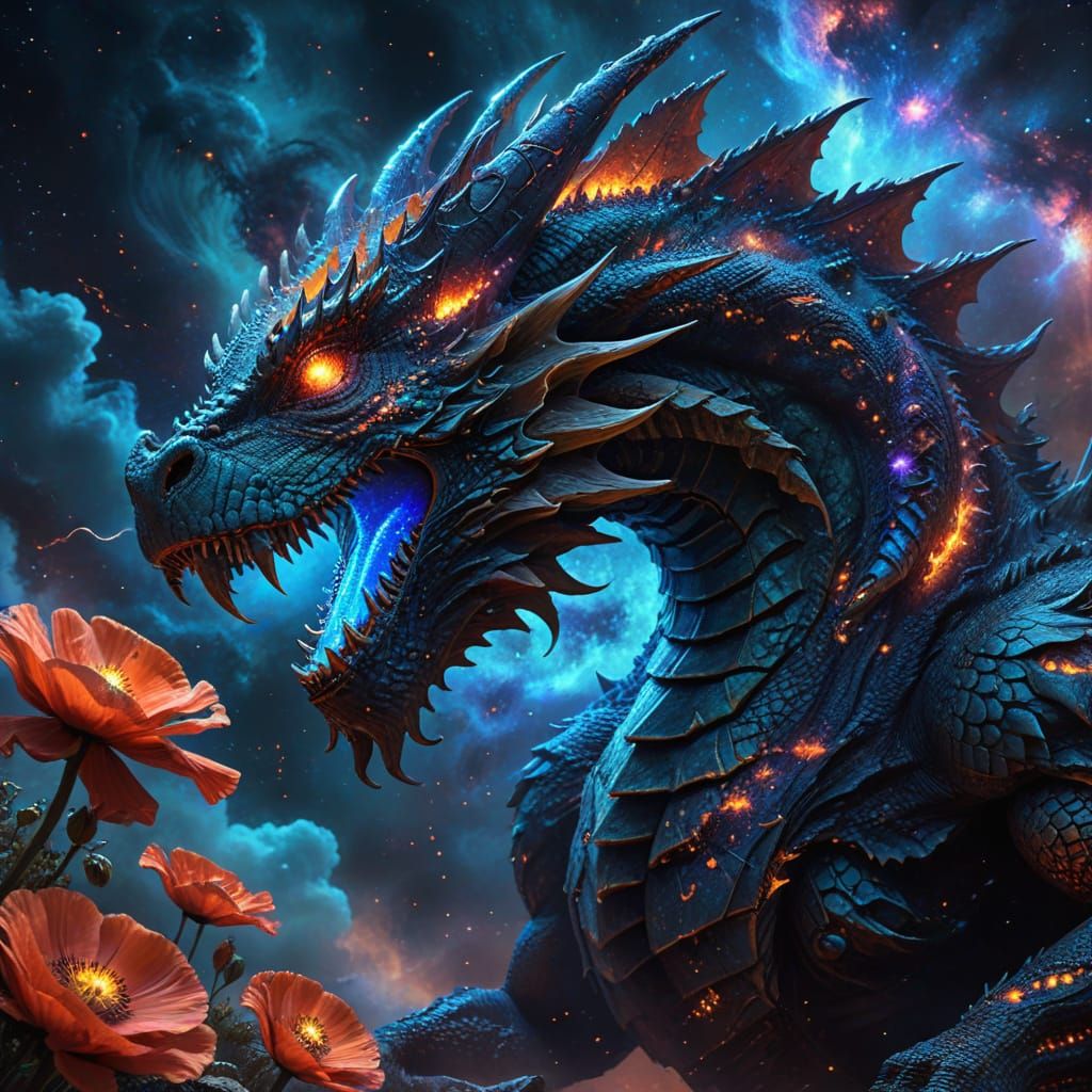 Ancient Dragon Coiled Around Nebula, Supernova Eyes