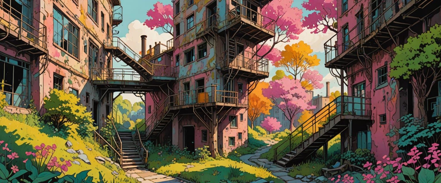 Industrial Wasteland in Comic Book Style