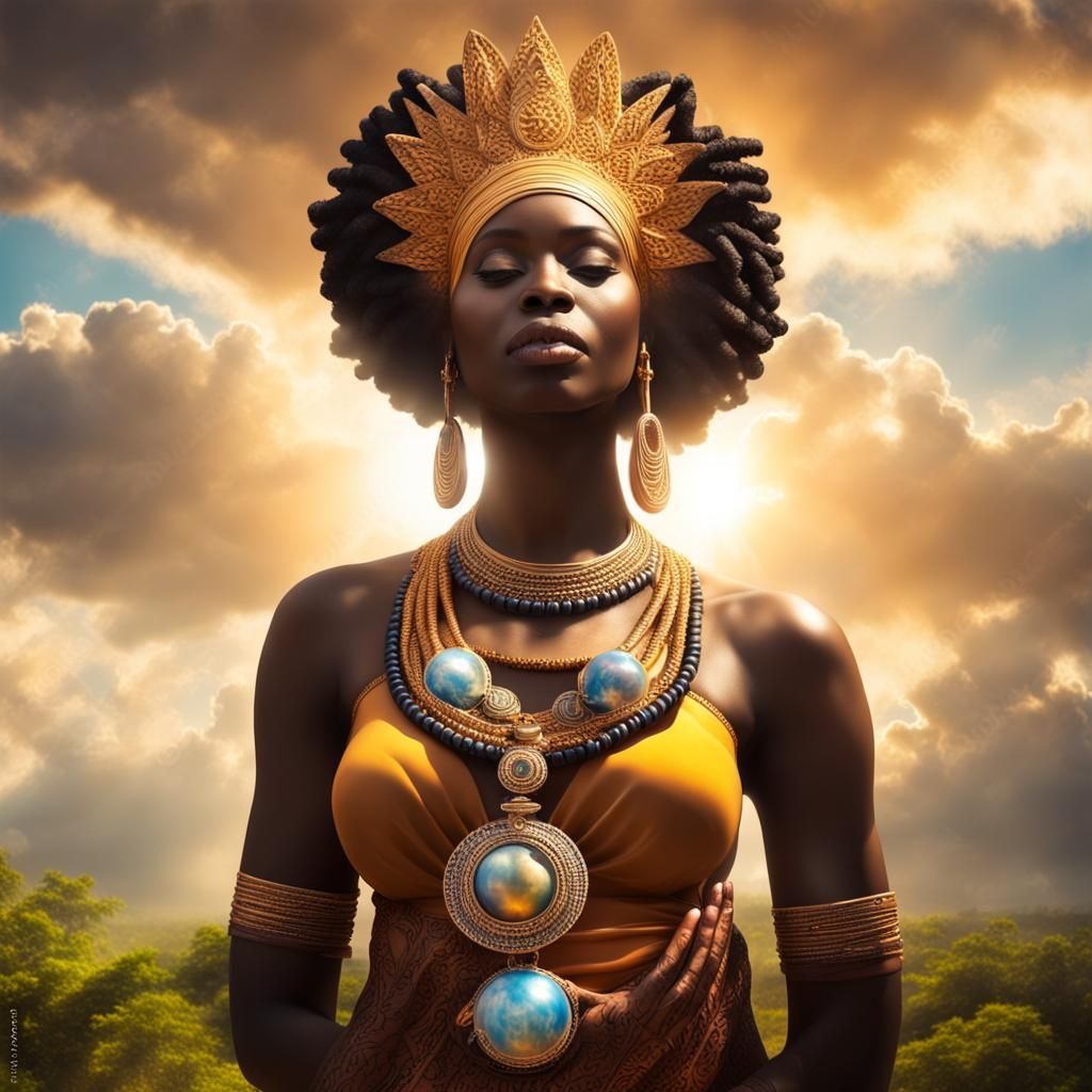 Yemoja: Black Goddess in Exotic African Landscape