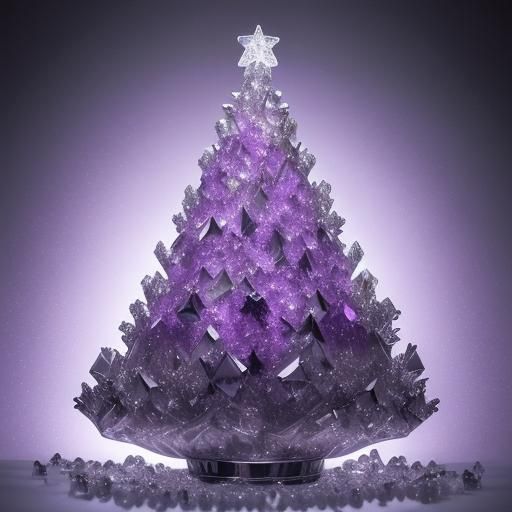 Glass Crystal Christmas Tree in Hyperrealistic Style