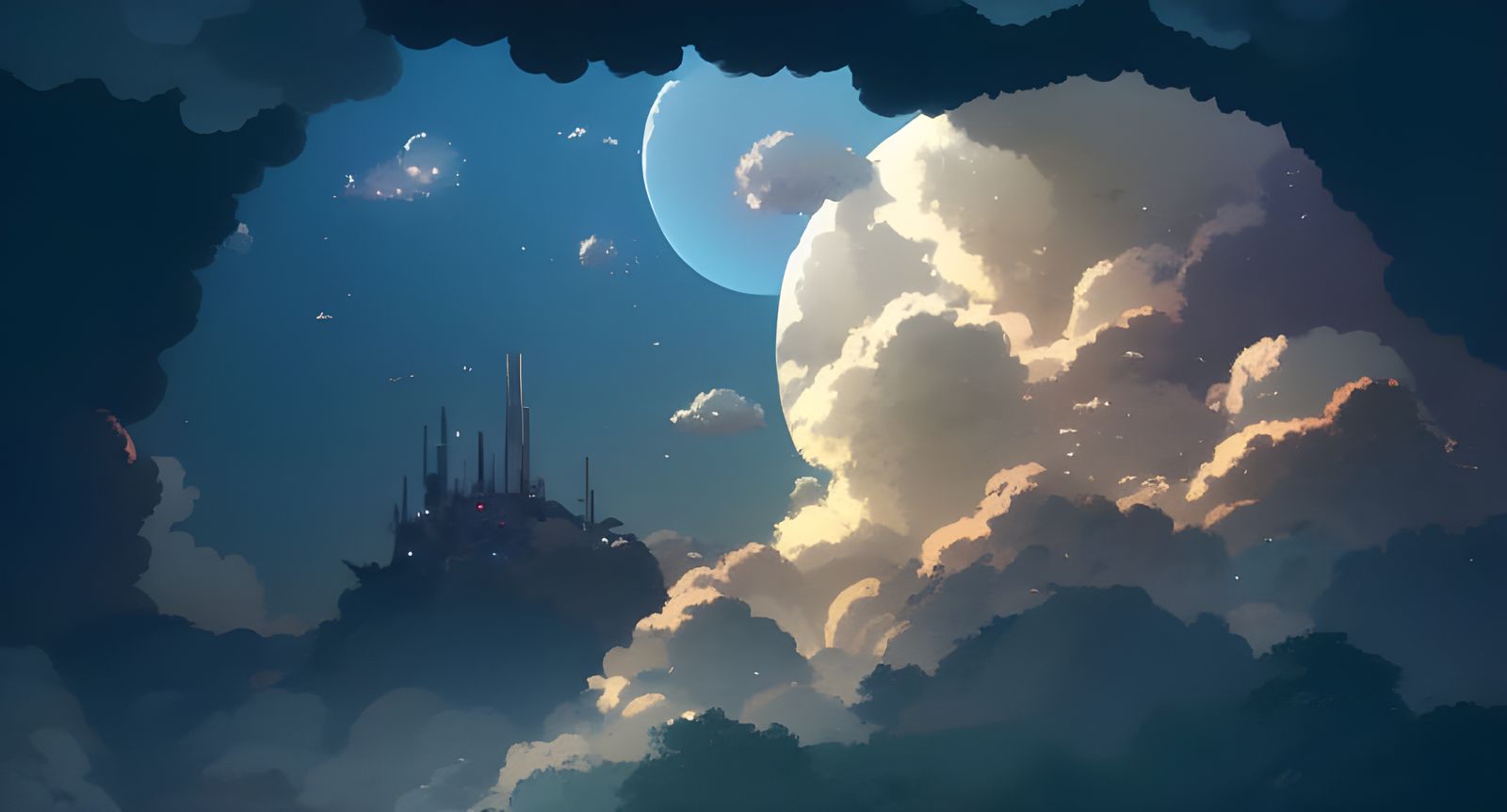 Ghibli-esque Sky Portal to a World in Fire