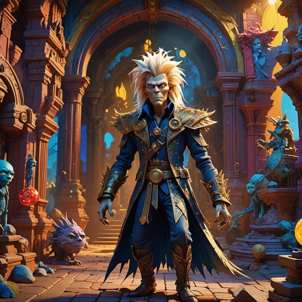 Goblin King in Labyrinth: Pixar-Style 3D Concept Art