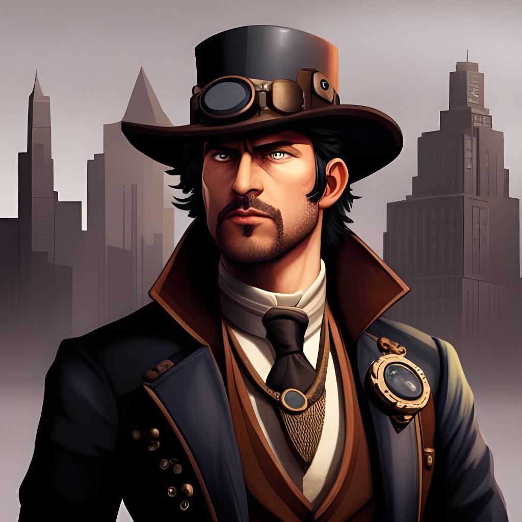 Steampunk Adventurer in Detailed Matte Painting Style