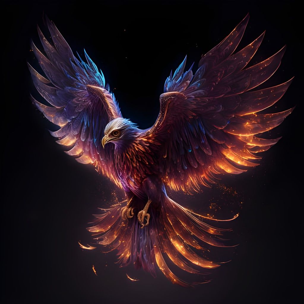 Fiery Phoenix with Luminous Wings