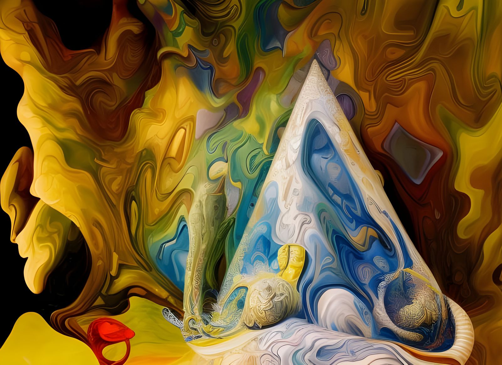 Abstract Fractal Painting with Geometric Patterns