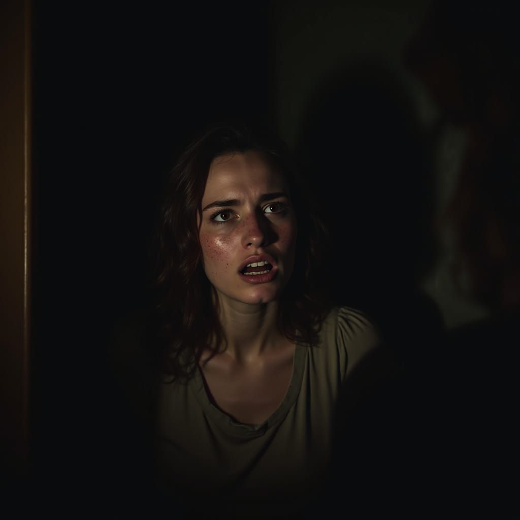 Woman in Shock, Dramatic Lighting