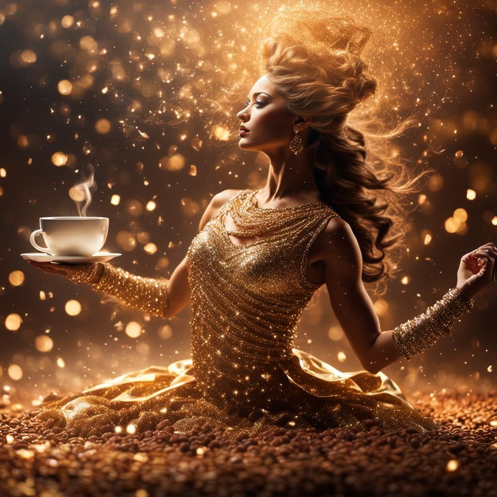 Goddess of Coffee Sparkles in High Resolution