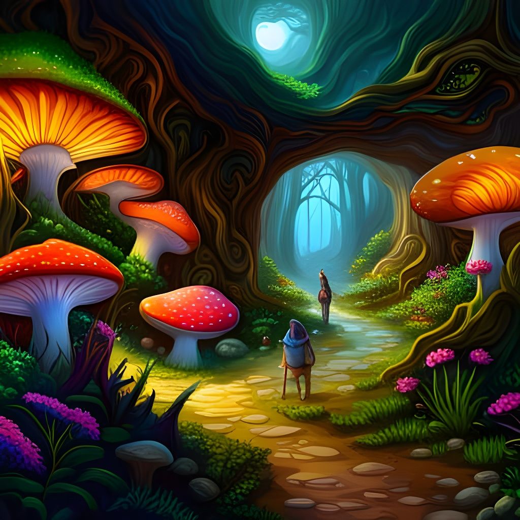 Enchanted Elves in a Fairy Mushroom Village