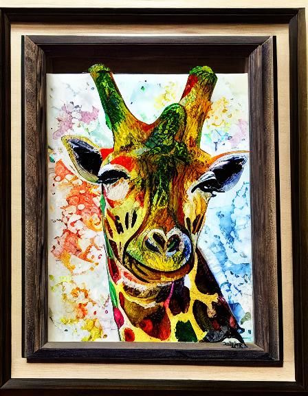 Alcohol Ink Painting of a Giraffe