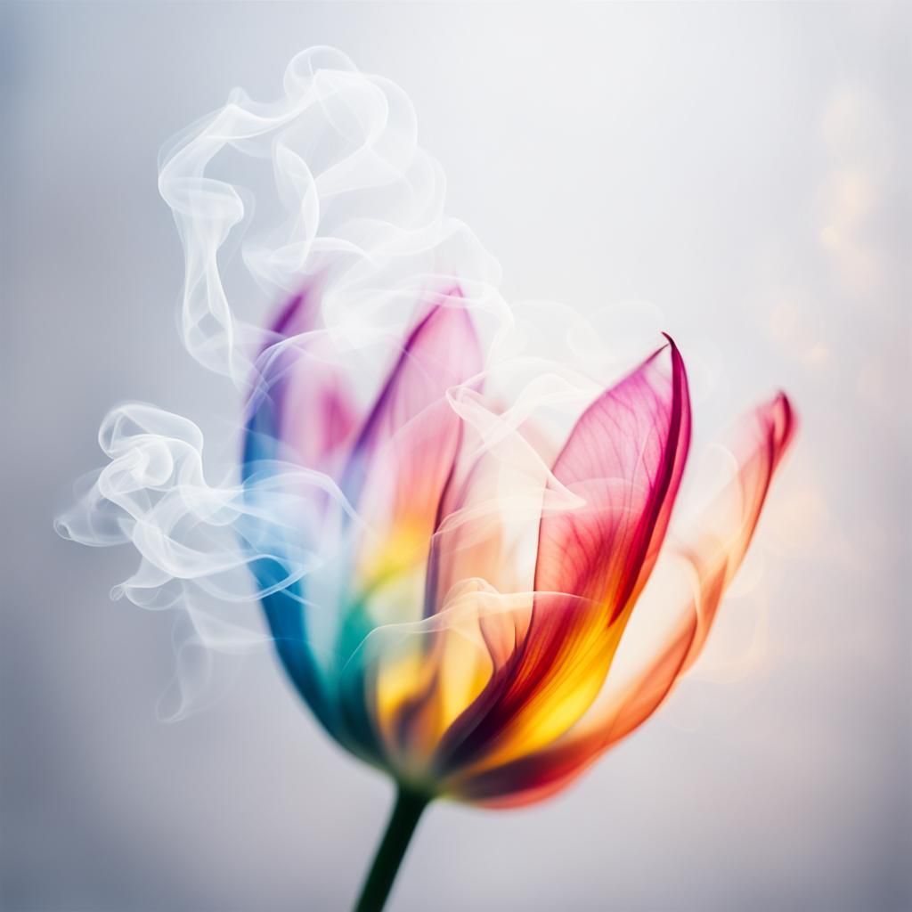 Colorful Smoke Tulip with Bokeh Lights