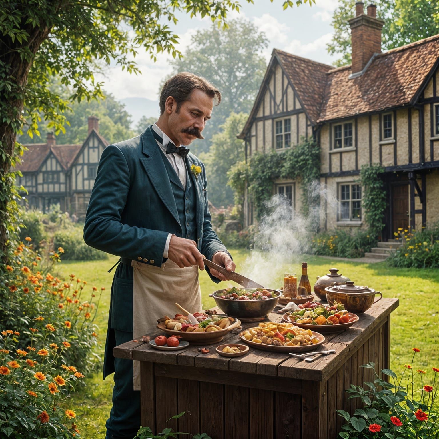 Cooking Demonstration on the Village Green: Detailed Matte P...