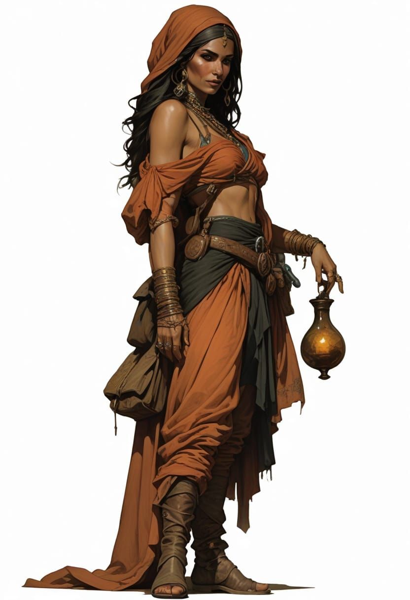 Arabian Sorceress in Traditional Desert Attire