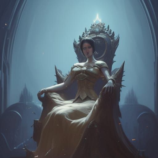 Fantasy Queen on Throne, Detailed Art