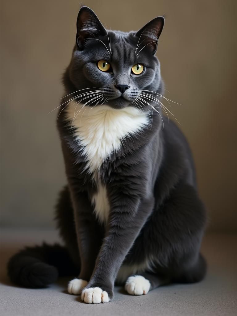 Elegant Dark Grey Cat with White Markings
