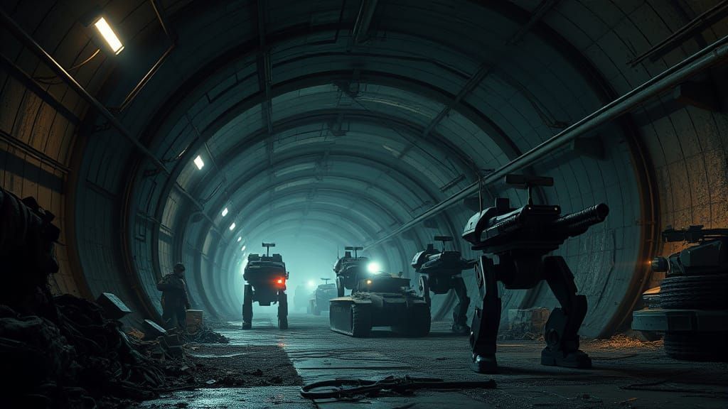 War Ready in Dark Cyberpunk Tunnel