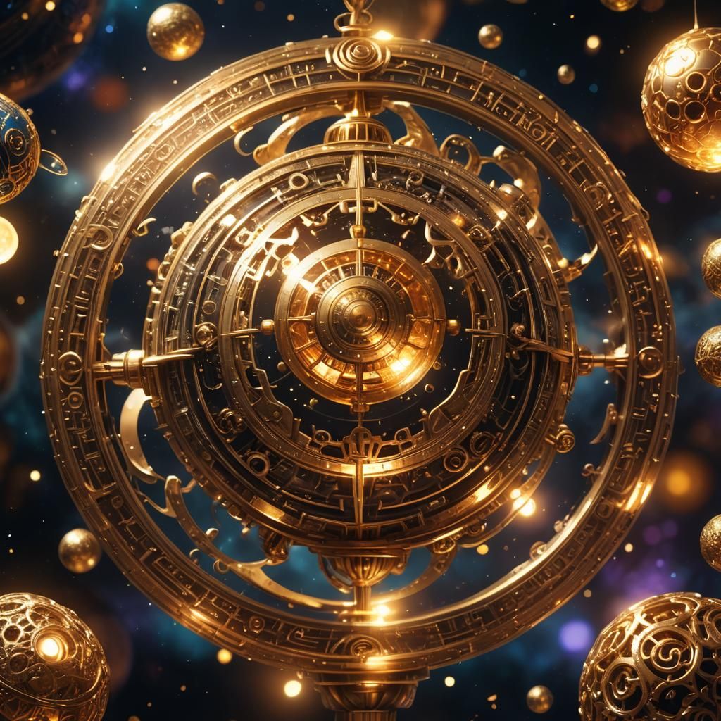 Golden Sphere in Space: Fantastical Concept Art