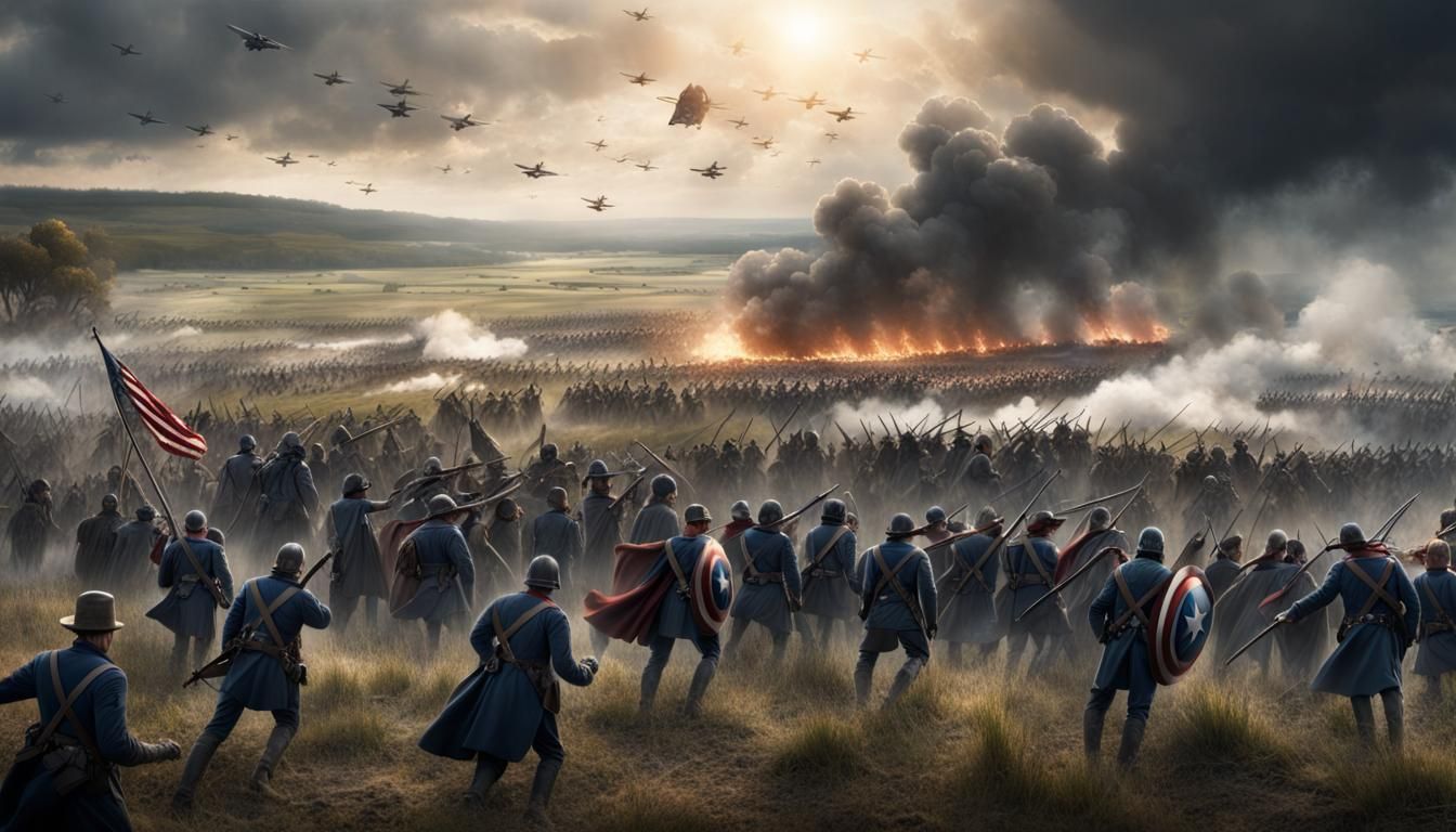 Superheroes Join the Battle of Gettysburg: Epic Digital Art