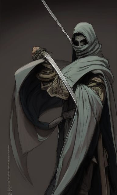 Dark Elf Assassin in Feudal Japan Style