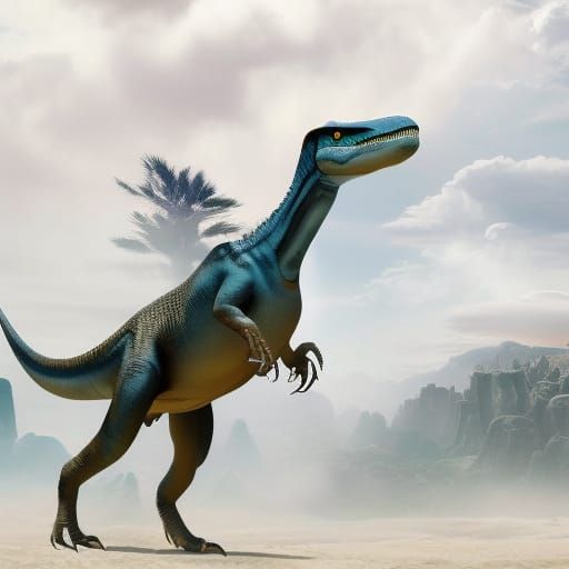 T-Rex dinosaur jumping over a cactus like Chrome Dino game, aesthetic Epic cinematic brilliant stunning intricate me...