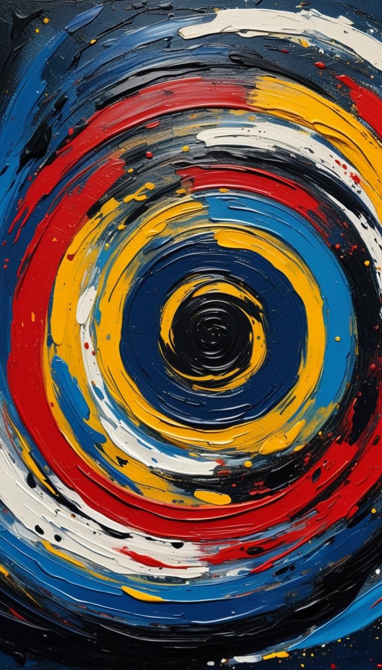 Abstract Expressionist Vortex of Color in Impasto Style