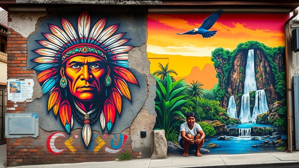Striking Street Art Mural in Vibrant Colors
