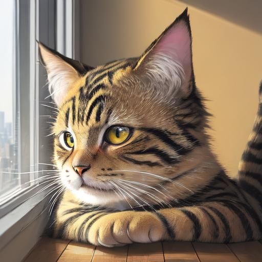 Cute Cat Portrait in Comic Book Art Style