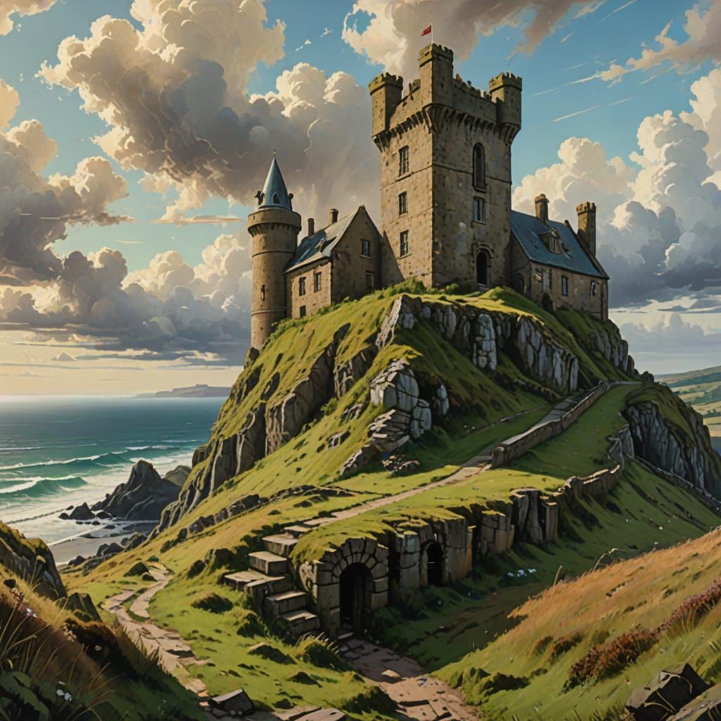 Majestic Castle Amidst Cornwall's Lush Moorland