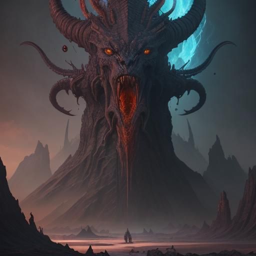 Ancient Hell Creature Destroys Worlds: Fantasy Art