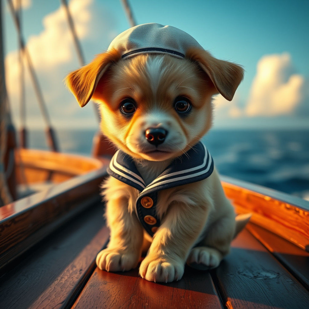 Puppy Sailor Portrait in Art Nouveau Style