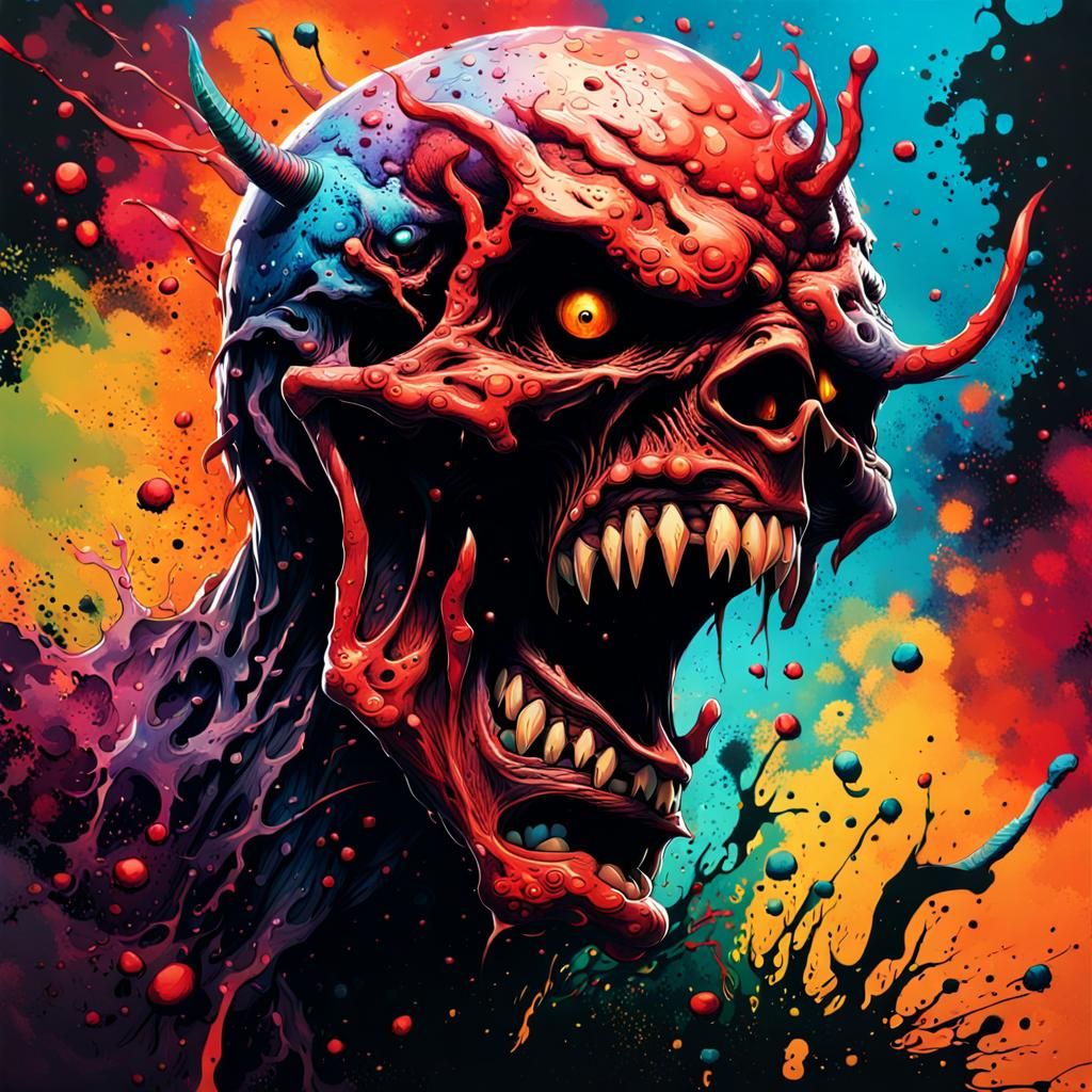 Hyperrealistic Ink Splatter Demon Concept Art